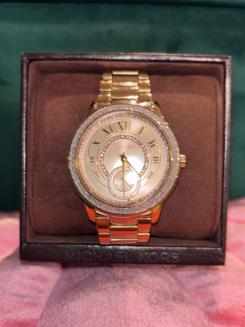 Michael Kors Gold Crystal-Trim Women's Bracelet Watch